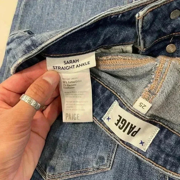 Paige Distressed Sarah Straight Ankle Exposed Button Fly Denim Jeans Women's 25 - Picture 8 of 8